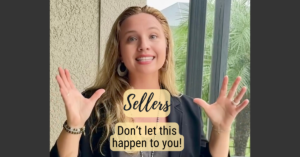 Laura speaking with her hands up. Text says Sellers don't let this happen to you.